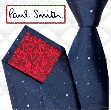 PaulSmith 폴스미스 넥타이 멀티 도트 하트 네이비 빨간색