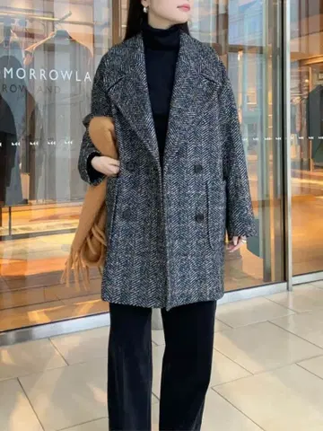 24AW [ MACPHEE ] 헤링본 슬라이버 더블 브레스트 코트