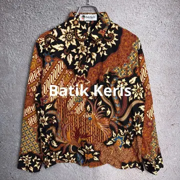 바틱 케리스 긴팔 셔츠 인도네시아 전통 원단 바틱 올 패턴