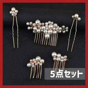 머리 장식 5세트 펄 골드 헤어 액세서리 일본 의류 서양 의류 결혼식