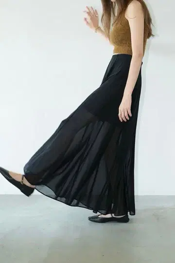 CLANE 시어 롱 스커트