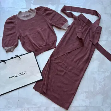 로얄 파티 바이컬러 니트 셋업 원피스 자켓, 코트