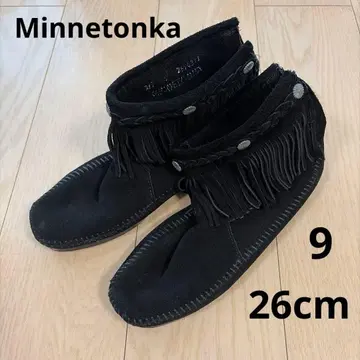 미네통카 부츠 모카신 사이즈 9 26cm 블랙