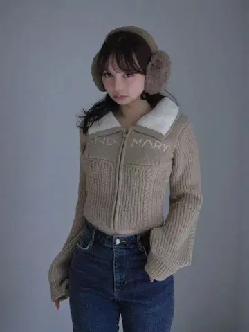 andmary 클래식 베이지 니트 가디건