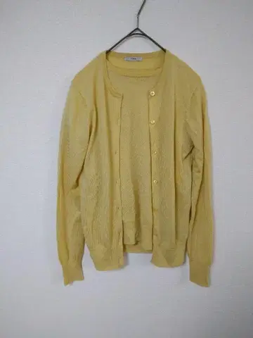 이에나 울 가디건 울 니트 셔츠 2세트 여성용 S 옐로우 컬러