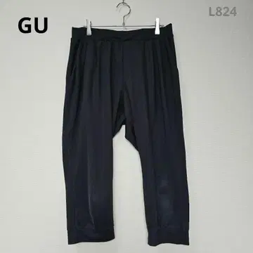 지유 캐주얼 팬츠 블랙 XL 허리밴딩 크롭 기장 루즈핏