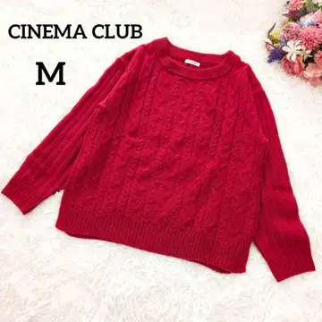 시네마 클럽 긴팔 니트 빨간색 케이블 짜임 스웨터 M 6050