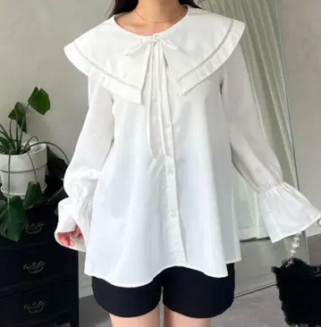 빅 레이스 칼라 A라인 블라우스 L 사이즈