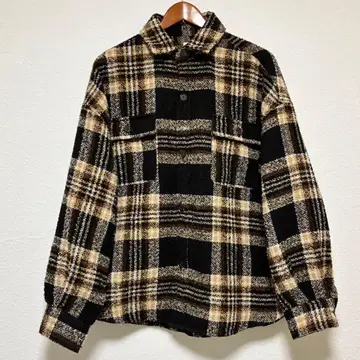 언그리드 부클 체크 루즈 셔츠 체크 셔츠 자켓