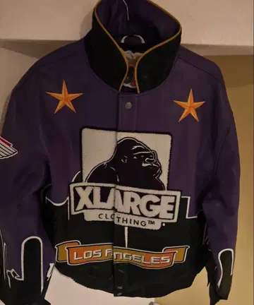 XLARGE 보라색 바시티 자켓 LOS ANGELES/TOKYO