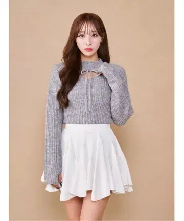 다리치 레이스업 리본 니트탑