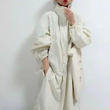 새상품 유니클로 UNIQLO U 나일론 후디드 코트 S 내추럴