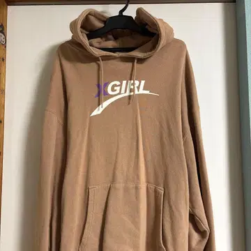 x-girl 브라운 후드 부착 후드티