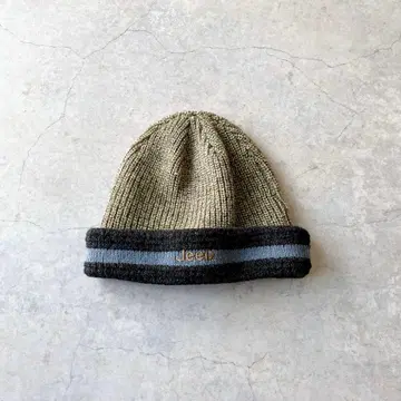 90s 지프 니트 모자 올리브 그린 대만제 지프 비니