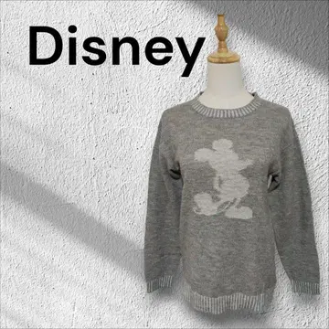 Disney 미키마우스 니트 스웨터 L 그레이 아크릴 혼방 긴팔