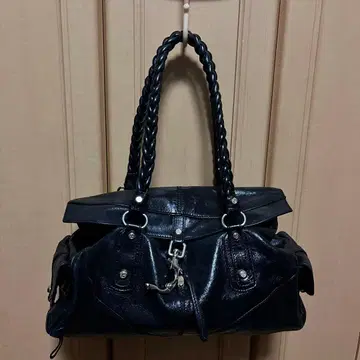 프란체스코 비아시아 뜨개질 핸들 레더 백 y2k 천연 가죽