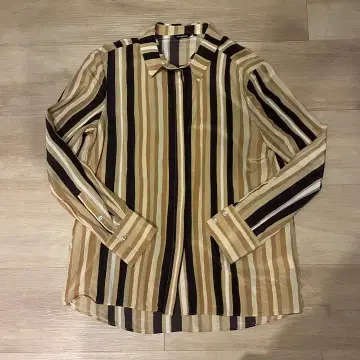 Marimekko (마리메꼬) 스트라이프 셔츠 실크 100%