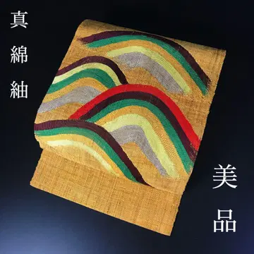 ZF-1287 순수 실크 명주 나고야 오비 새상품급 고급 북 패턴 세련된