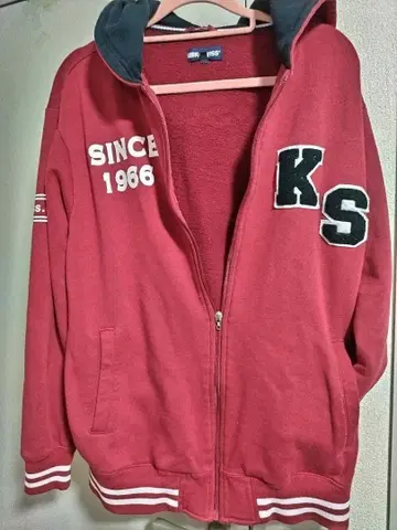 KS 빨간색 풀 집업 후드티
