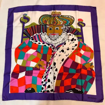 실크 100% 왕 패턴 스카프