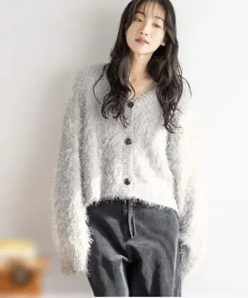 라메 샤기 가디건 LS