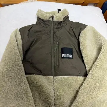 PUMA 플리스 자켓 XL 올리브 그린/베이지