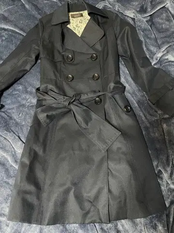 JUSGLITTY 더블 브레스트 트렌치코트 S 다크 네이비