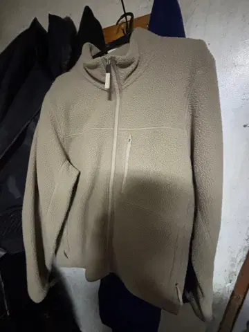 베이지 플리스 자켓 풀 집업