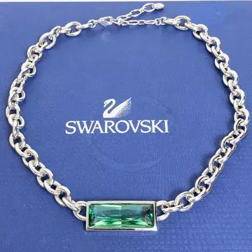 [ 새상품급 ] SWAROVSKI 스와로브스키 목걸이 체인 스퀘어 그린