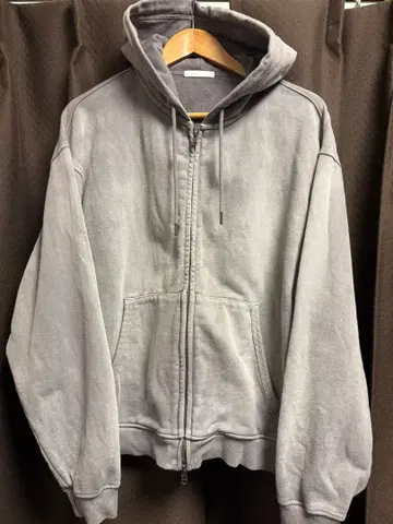 WYM 헤비 온스 더블 지퍼 후드티 빈티지 그레이 후디 켄지