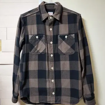 MOMOTARO 긴팔 플란넬 셔츠 36 사이즈 블랙 브라운 체크
