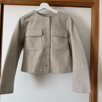 ZARA 노카라 자켓 베이지 울