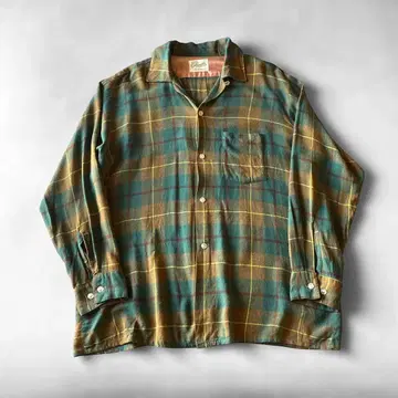 60s ARROW CHEVELLA 레이온 플레드 셔츠 좋은 배색