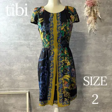 tibi 플라워 프린트 원피스 반팔 실크 100% 멀티 컬러 2
