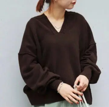 저널 스탠다드 울 캐시미어 스키퍼 니트 브라운