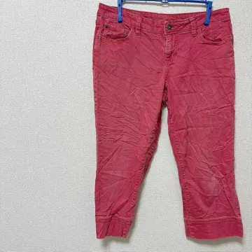 새상품급 빨간색 코튼 크롭 팬츠