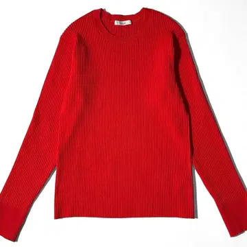 레리움 워셔블 에스테틱 얀 리브 풀오버 빨간색