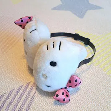헬로키티 이어머플러 봉제 인형 귀마개 귀도리 도트 리본 핑크