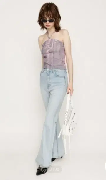 [ 완판템 ] SLY 하이웨스트 플레어 팬츠 씨위드 로이카 데님 22인치