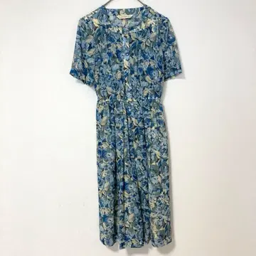 하남무라 반팔 원피스 [ L ] 꽃무늬 안감 캐주얼 허리밴딩 어깨 패드