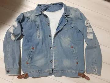 데미지 데님 자켓 라이트 블루