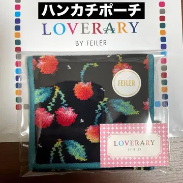 [ 미사용 새상품 ] FEILER 러브러리 손수건 파우치 체리 도트 블랙