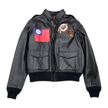 HOUSTON 미국 육군 항공대 패치 A-2 플라이트 가죽 자켓