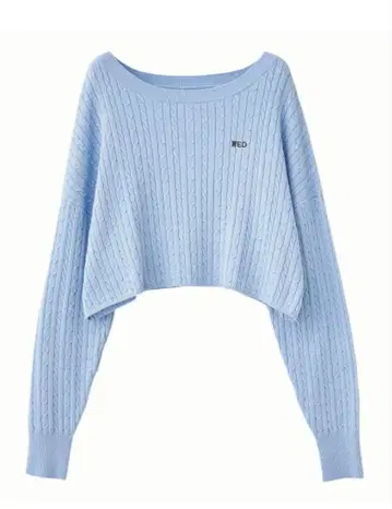 완판 색상 COCO DEAL 케이블 week 자수 니트 라이트 블루