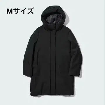 택 포함 UNIQLO 하이브리드 다운 코트 여성용 블랙 M