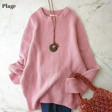 플라주 핑크 포근한 울 니트 울 100% 넉넉한