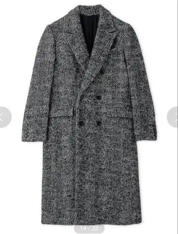 Mila Owen 헤링본 체스터 코트 블랙/울 혼방