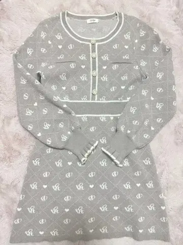 evelyn 로고 니트 원피스 핑크