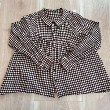 브라운 체크 긴팔 플란넬 셔츠 sunaokuwahara