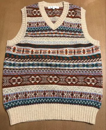 수트 컴퍼니 V넥 니트 베스트 M 페어아일 스웨터 베이지